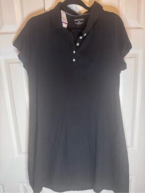 Nautica Black Short-Sleeve Polo Dress